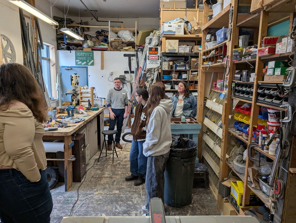 TCHS students learning how costumes are made at the Old Town Playhouse.