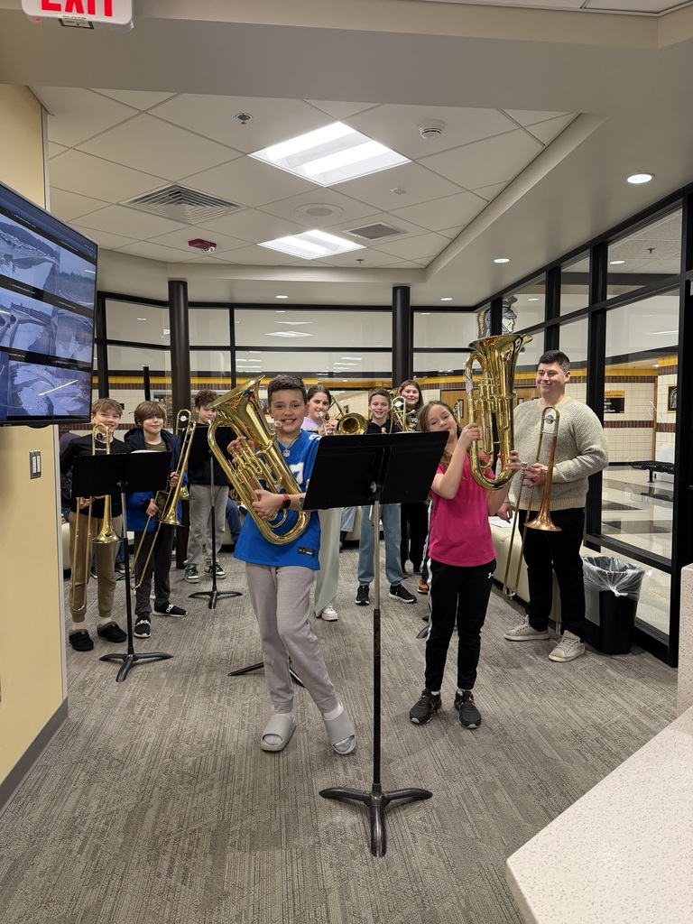Band Students in the main office.