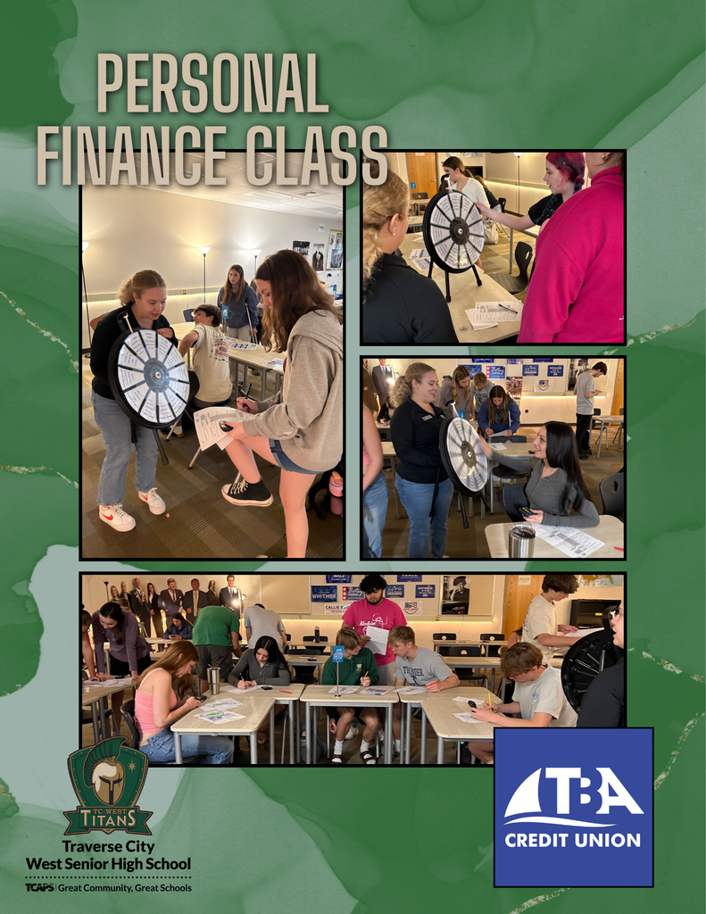 A collage of images of students inside a classroom. One student holds a wheel while another spins it.