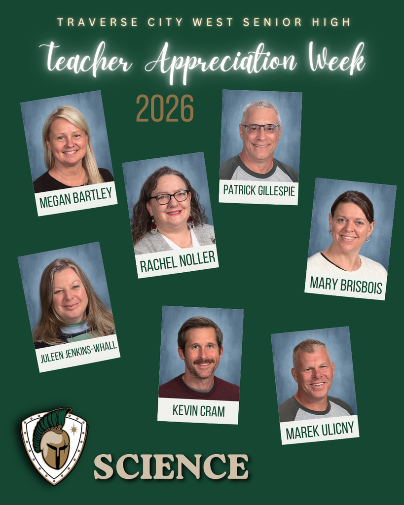 Poster with six teacher photos and text "Teacher Appreciation Week 2026" on a green background.
