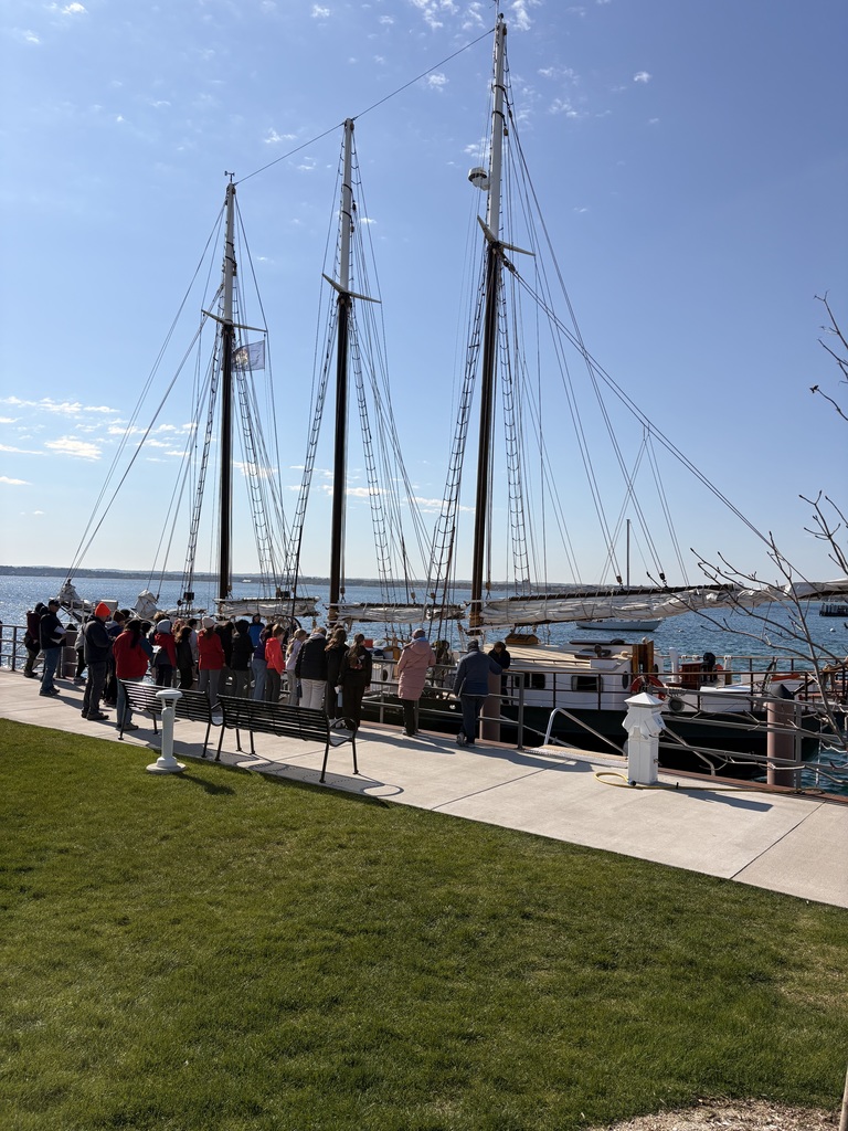 6th grade science class out on West Grand Traverse Bay with Inland Seas on the Schooner Alliance.