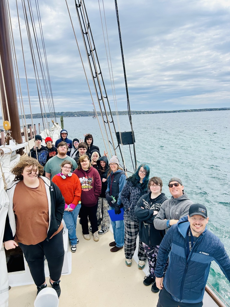 TCHS students and staff on sail boat for Inland Seas