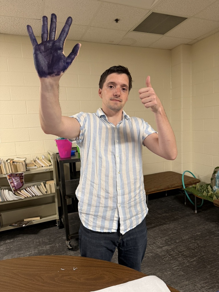Mr. Schafer with his hand painted.