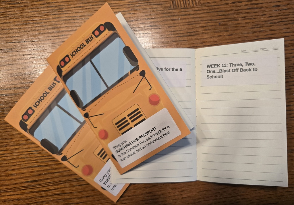 Picture of booklets and games for TCAPS Sunshine Bus