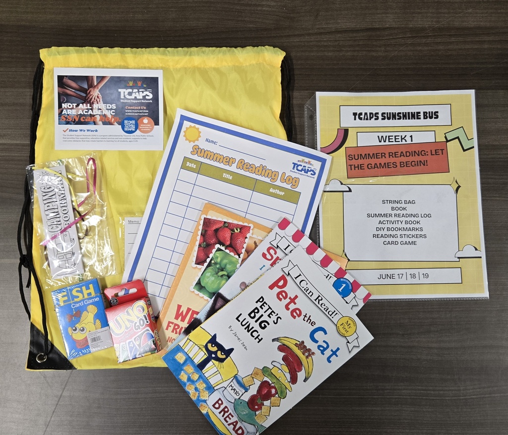 Picture of booklets and games for TCAPS Sunshine Bus