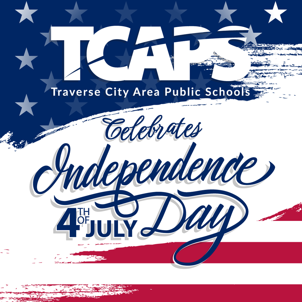 Independence Day celebration poster with "TCAPS" and "Celebrates Independence 4th of July Day" text on a red, white, and blue background.