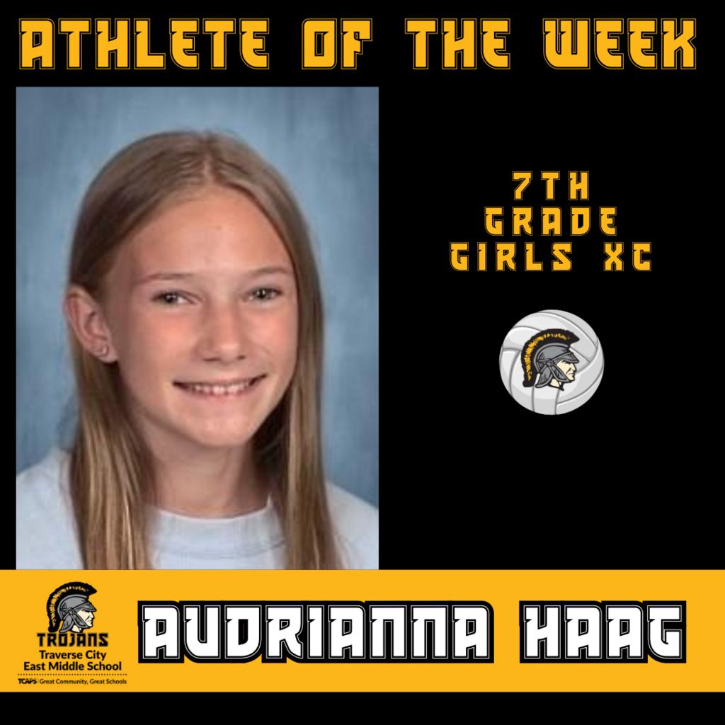 🏃♀️ TROJAN 7TH GRADE ATHLETE OF THE WEEK 🏃♀️ Congratulations to Audrianna Haag (Girls Cross Country), our 7th Grade Trojan Athlete of the Week! Audrianna has worked hard all summer and become one of our top runners. She really stepped up at the Titan Takeoff meet on Sept 12. She has already beaten her personal best from last year in just her first meet. She is a positive force and supportive teammate! Great job, Audrianna! 🏆