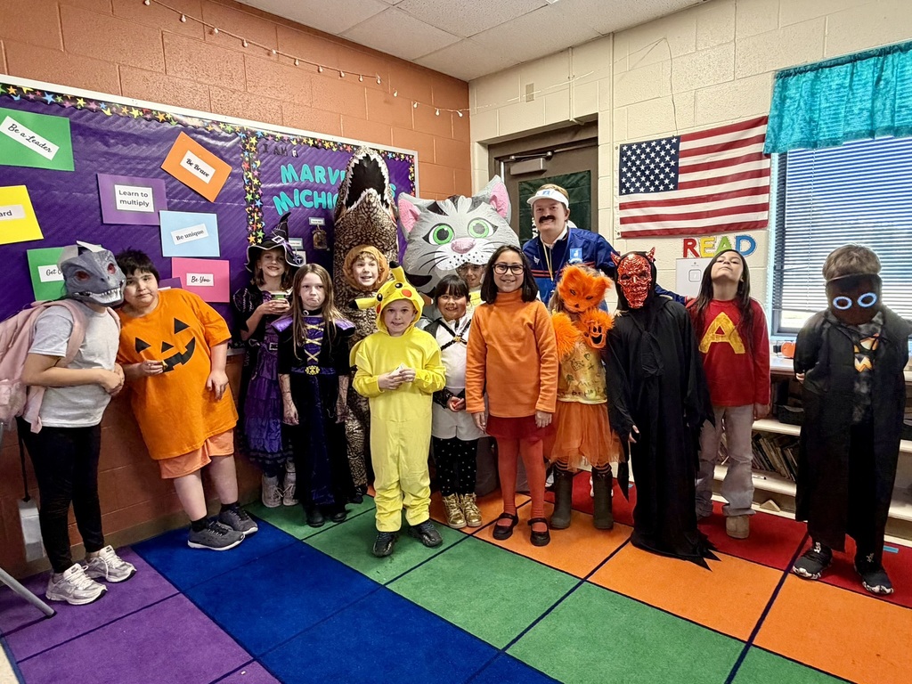 Blair Elementary students in Halloween costumes.