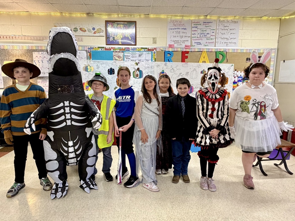 Blair Elementary students in Halloween costumes.