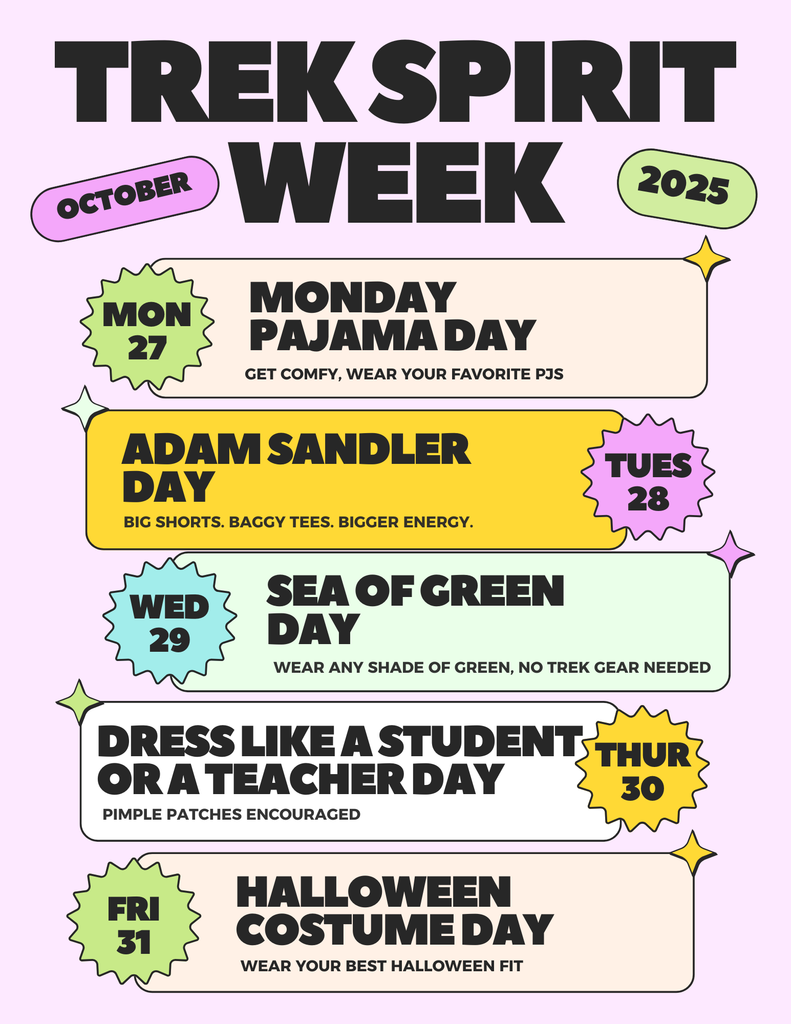 Don't forget! Spirit Week October 27th - 31st.