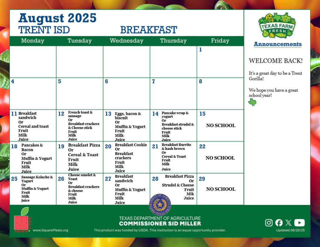 August Menu