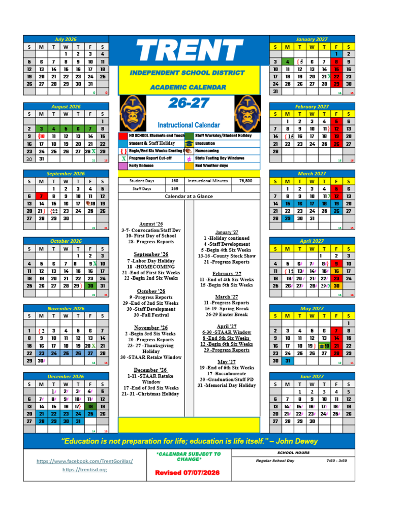 Trent ISD Calendar 26-27