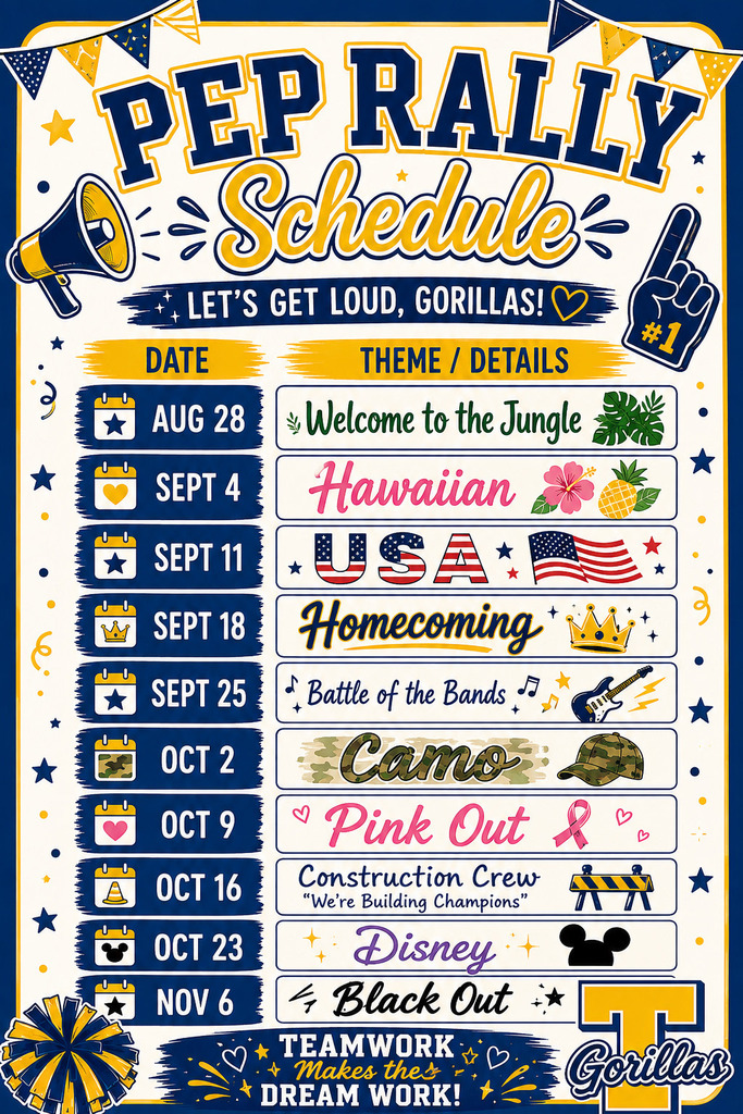 Pep Rally Schedule