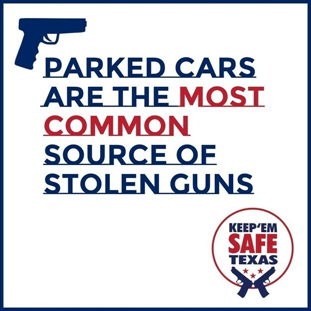 A banner about keeping guns in cars