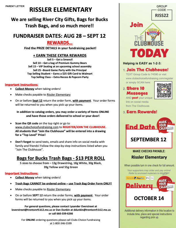 Rissler Elementary Fundraiser is Here!!