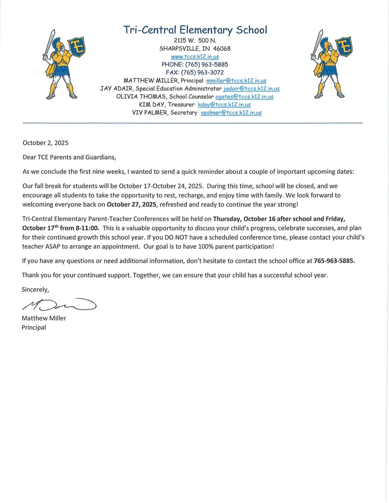 Parent letter conferenes 2025