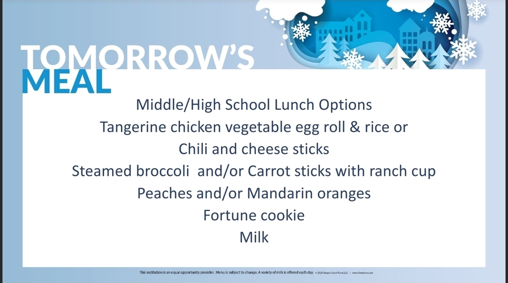 Middle High school menu