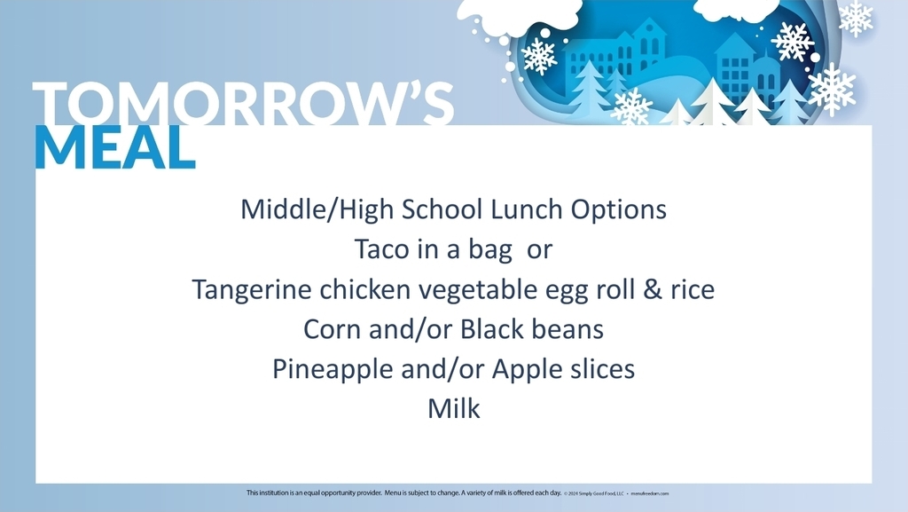 MHS Friday menu