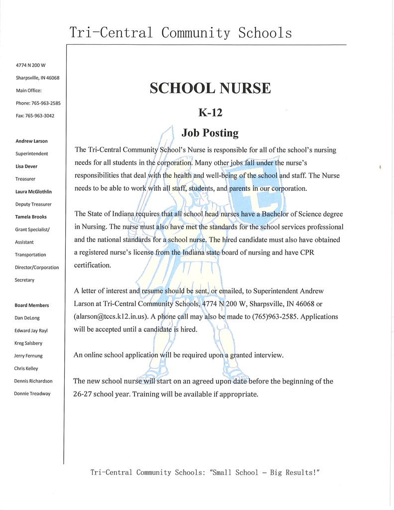 School Nurse Posting