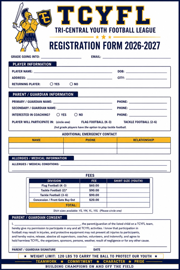 TCYFL Registration