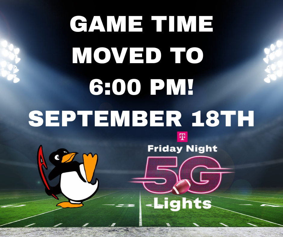 September 18th new kick off time 6:00 pm