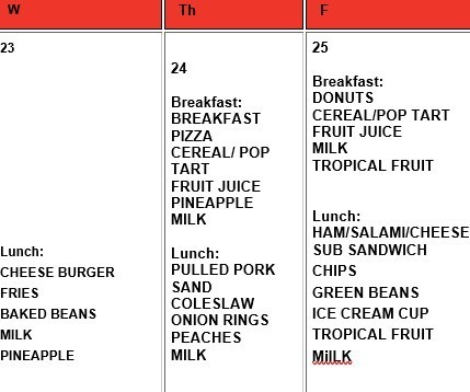 lunch menu