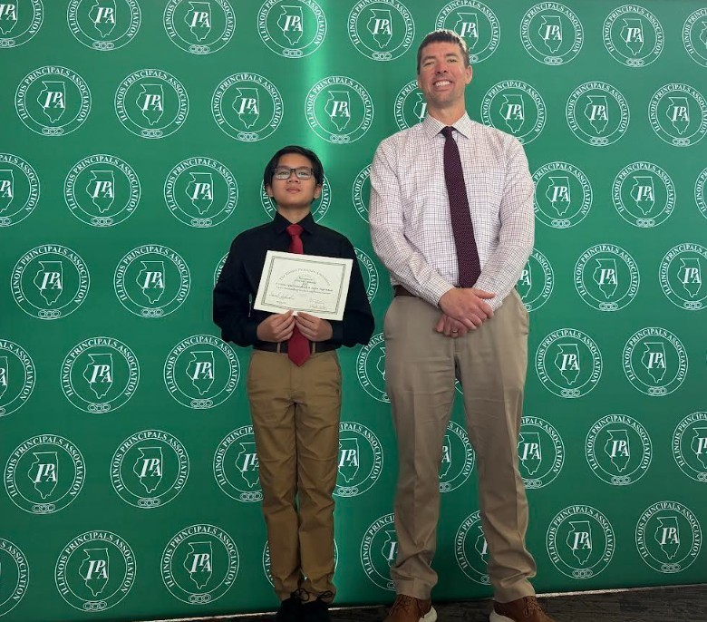 student with principal