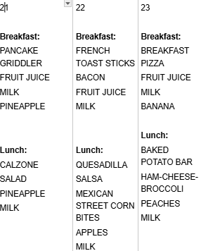 menu