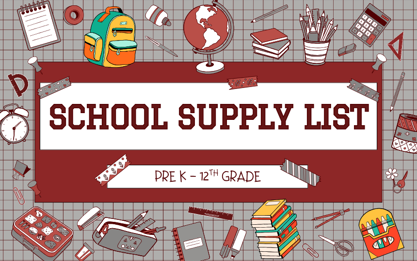 School Supply Collage