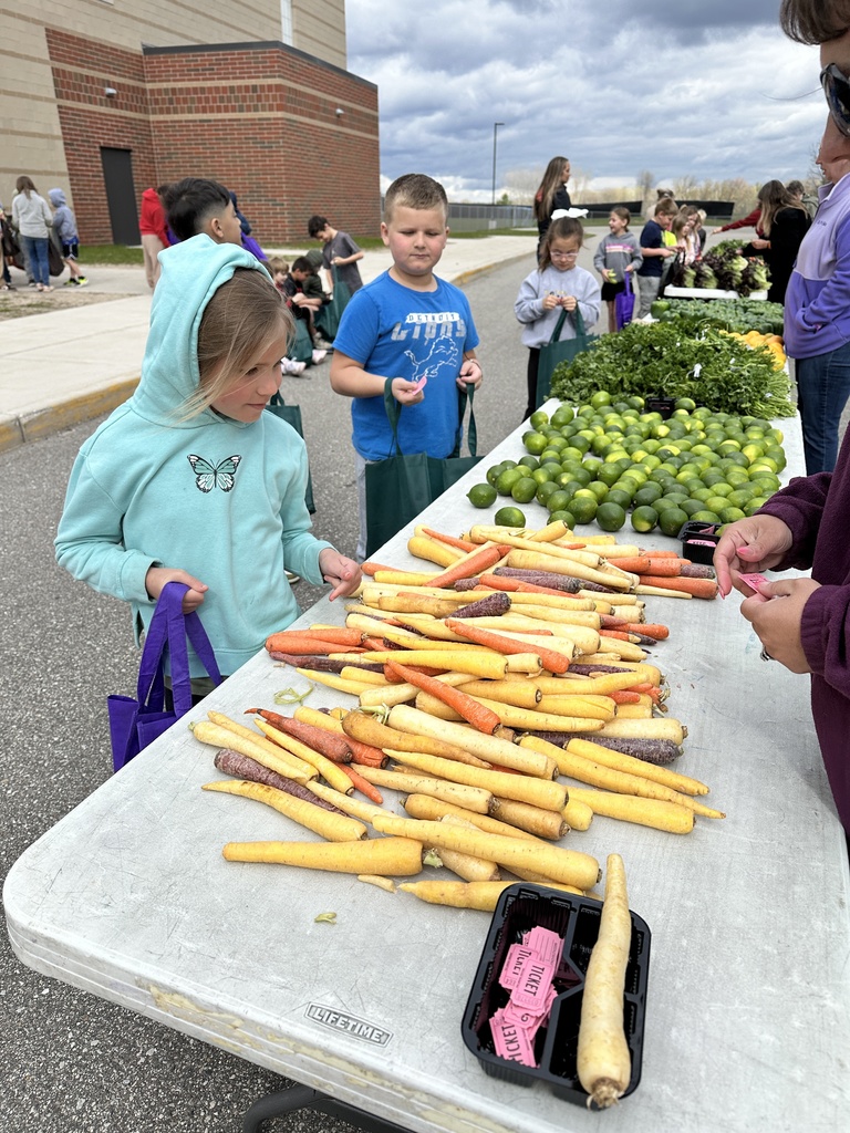 Students pick out fruits and vegetables at the TCE farmers market.