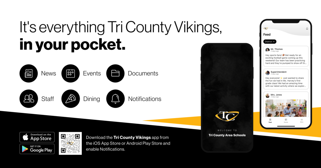 Advertisement for new Tri County app and website
