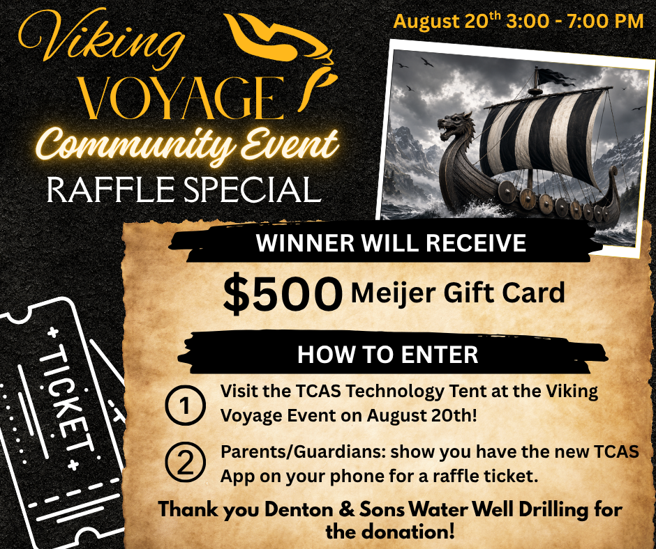 Flyer to advertise a raffle at the open house event on August 20th