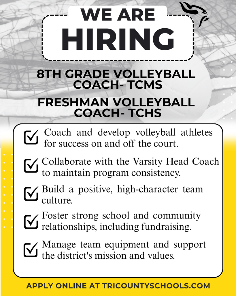 Hiring advertisement for 8th grade and freshman volleyball coaches