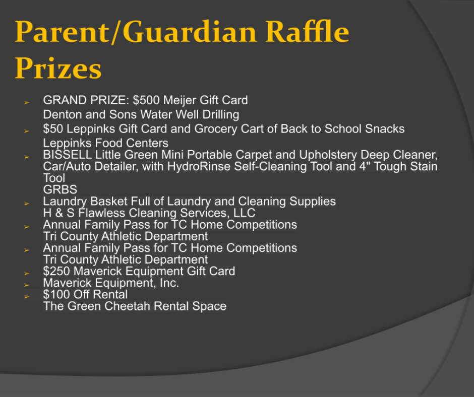 Parent/Guardian Raffle Prizes