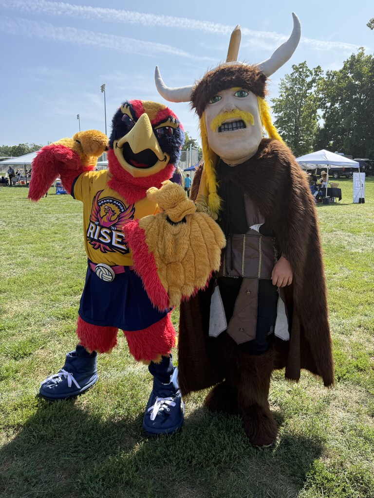 Mascots at Viking Voyage