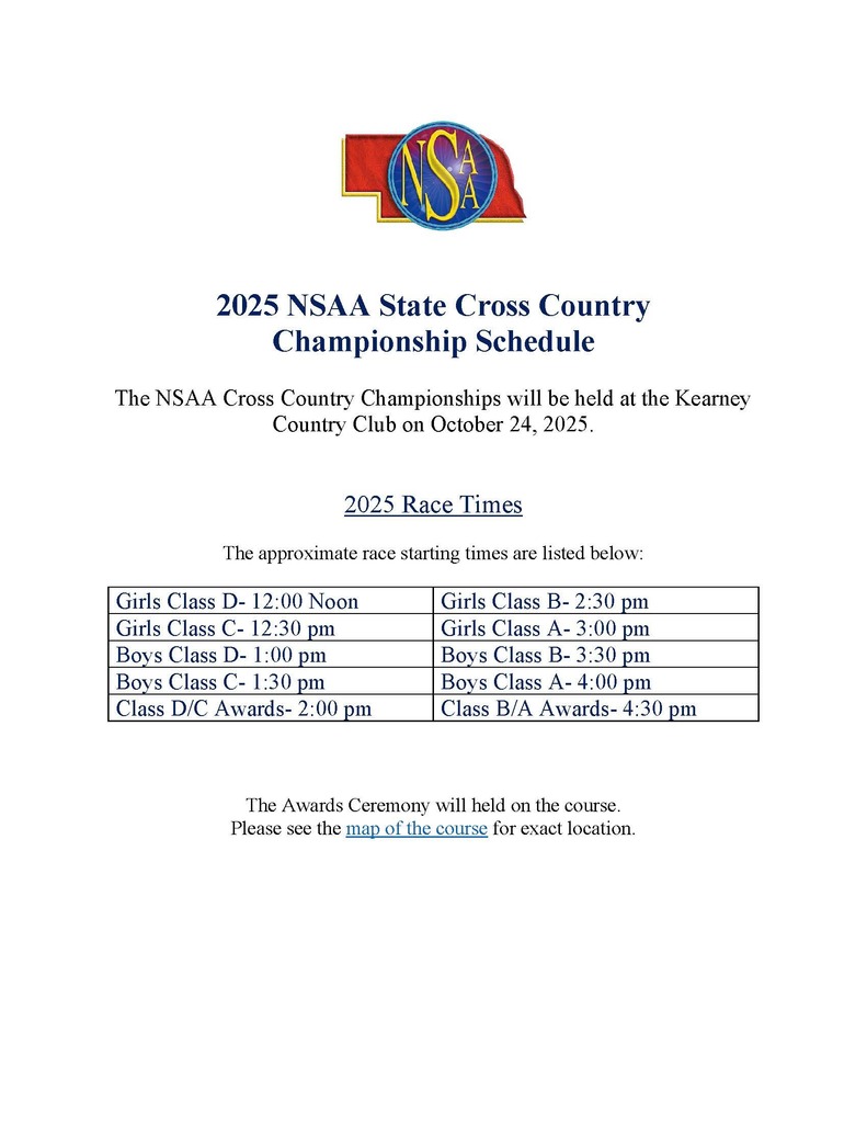 XC CHAMPIONSHIP SCHEDULE
