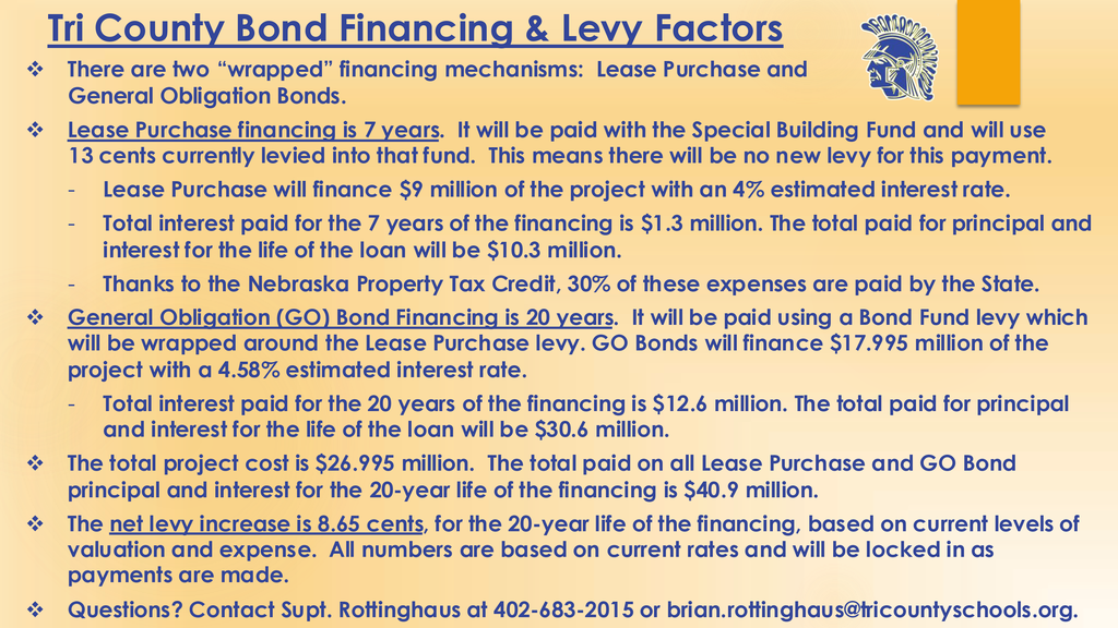 Tri County Bond Financing & Levy Factors