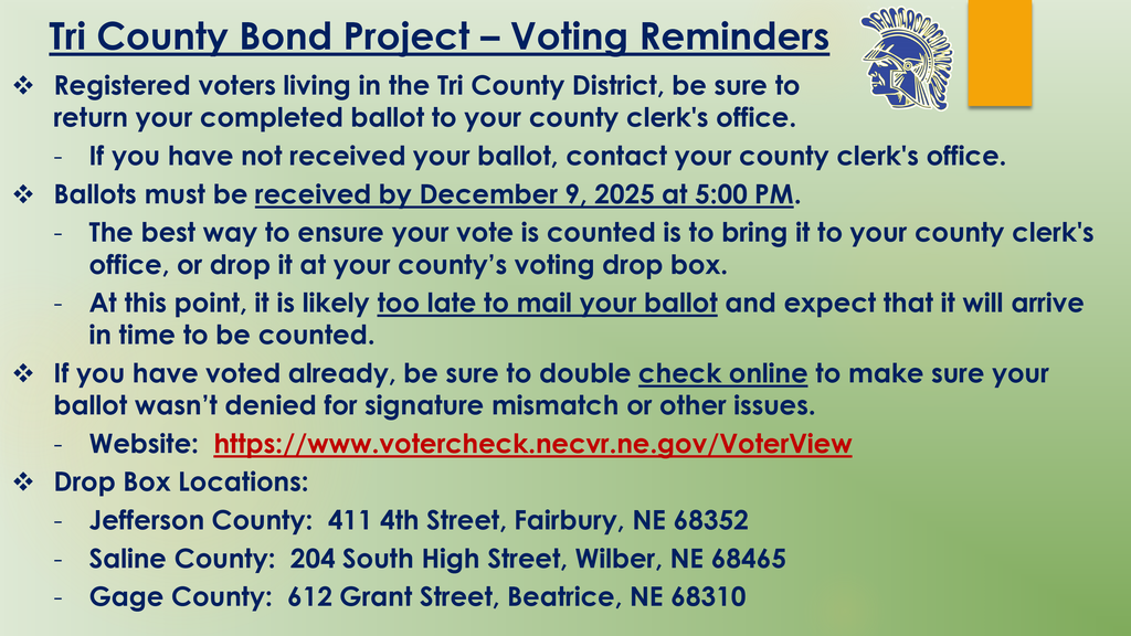 Tri County Bond Voting Reminders