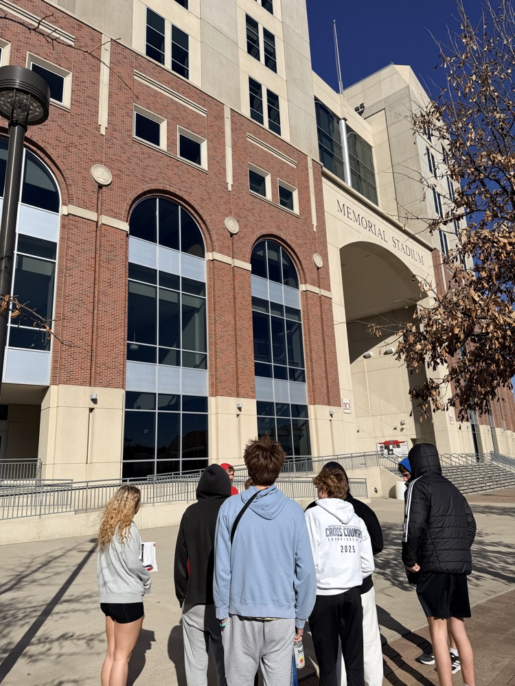 small group outside of memorial stadium