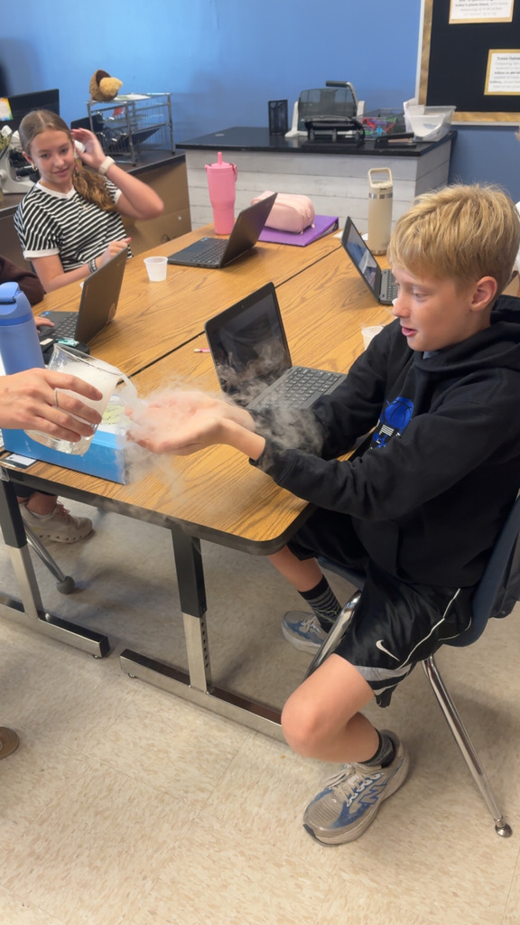 Students viewing dry ice