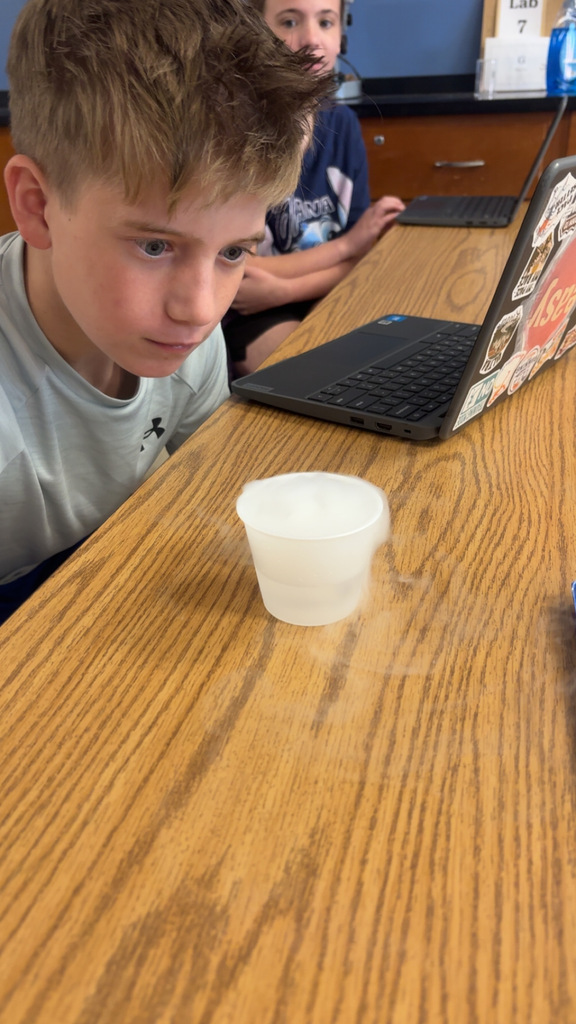 Students viewing dry ice