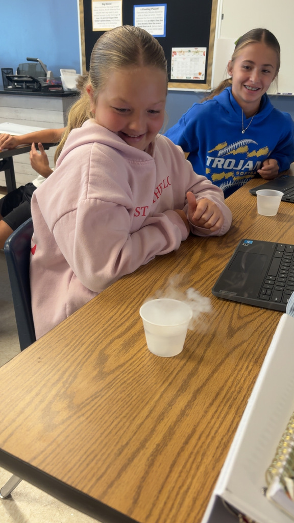 Students viewing dry ice