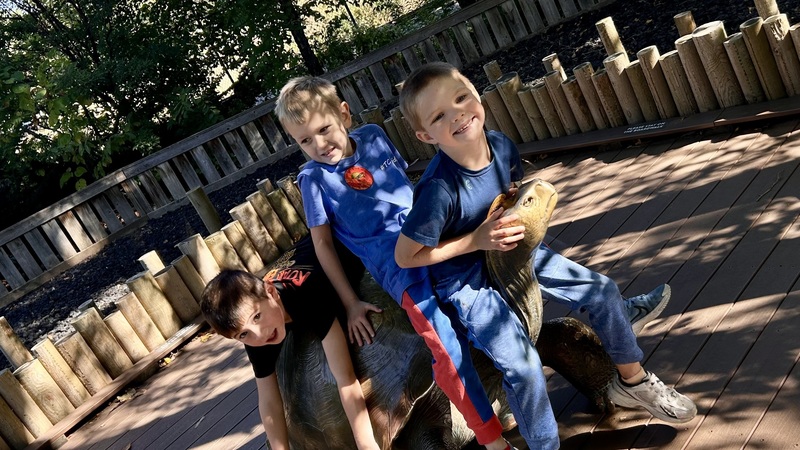Students exploring the zoo