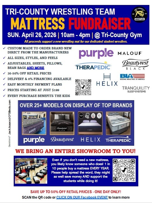 Wrestling Team mattress fundraiser flyer