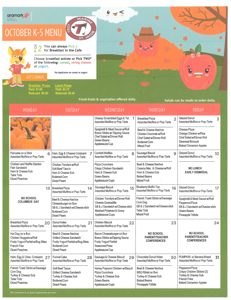 October 25 Menu