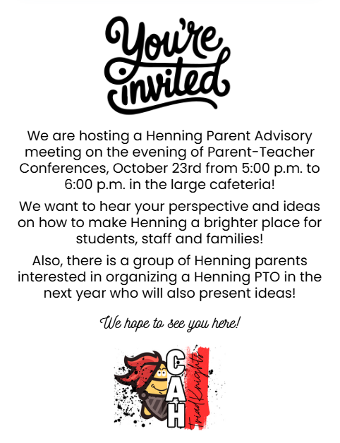 Henning Parent Advisory Meeting Invitation