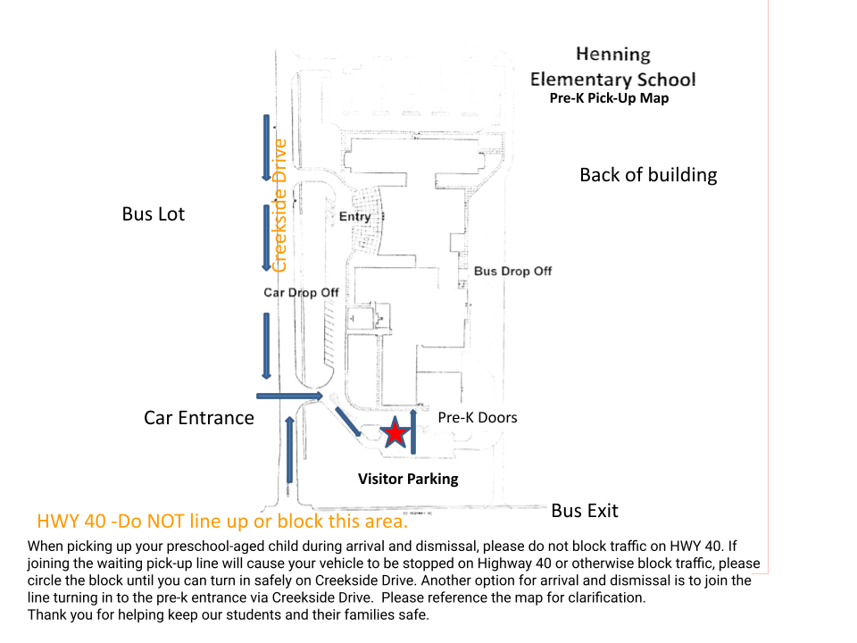 Pre- K pickup and dismissal map