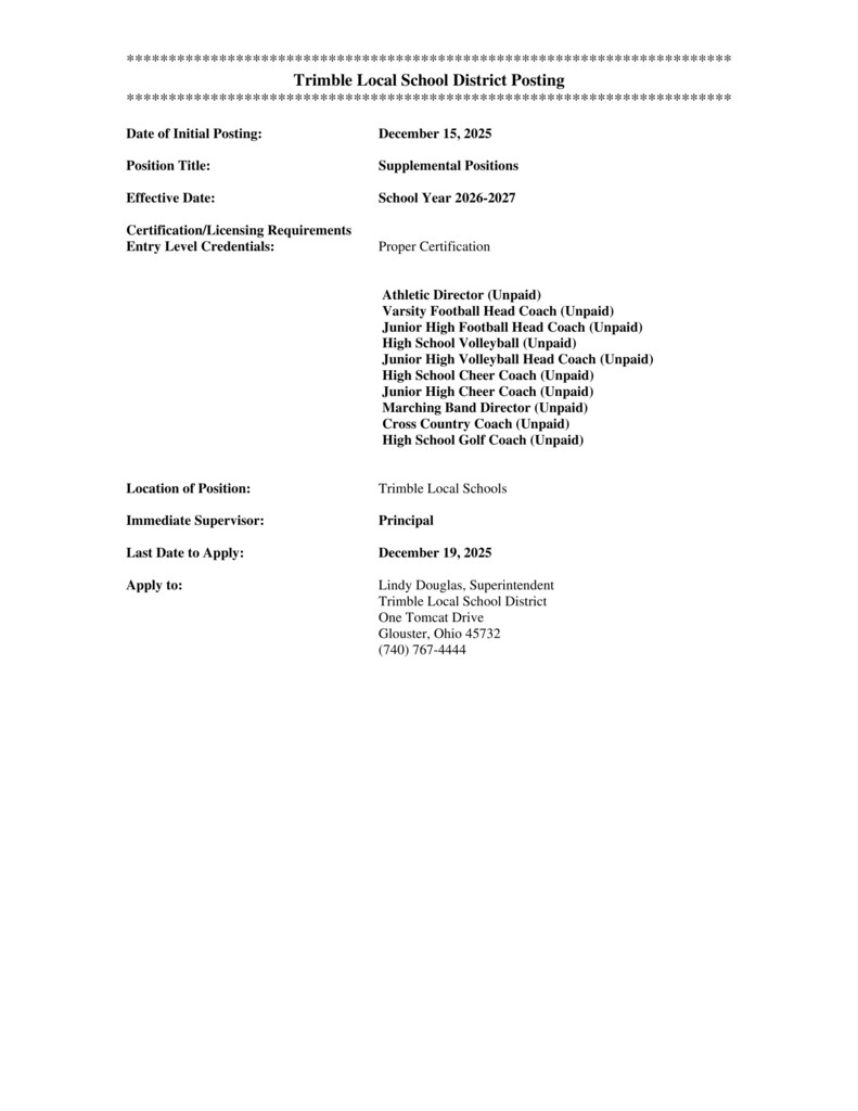 Fall Sports Postings 