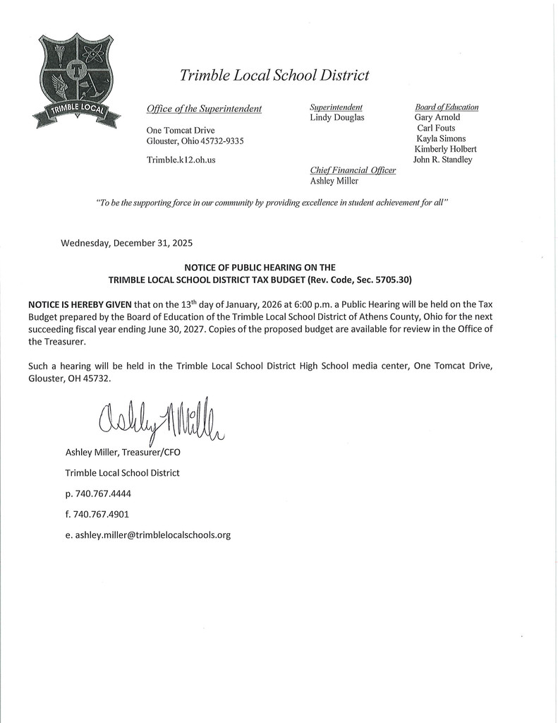 Tax Budget Hearing Announcement 