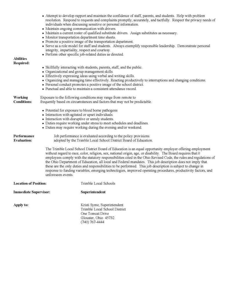 2026-2027- Transportation Supervisor 